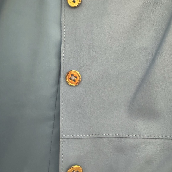 DONCASTER vintage light blue leather jacket - Picture 3 of 5